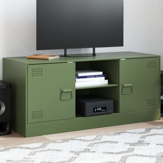 TV-benk olivengrønn 99x39x44 cm stål 841689