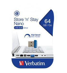Verbatim Store 'n' Stay NANO - USB-flashstasjon - 64 GB Verbatim Store 'n' Stay NANO - USB-flashstasjon - 64 GB