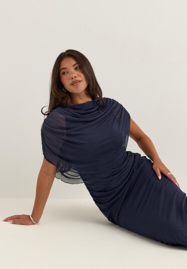Bubbleroom Occasion Cape Mesh Ankle Dress