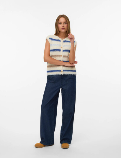 Vero Moda Vmkira Sl O Neck Stripe Vest Boo Cream S Vero Moda Vmkira Sl O Neck Stripe Vest Boo Cream S