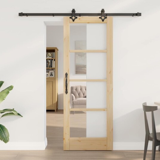 vidaXL skyvedør med utstyr sett "ORKDAL" Solid tre og glass