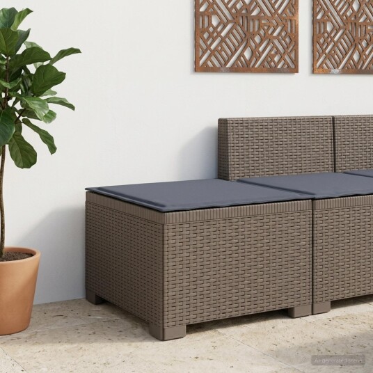 vidaXL 1 seters Hage Sofa med Pute Rattan Utseende PP Lysegrå