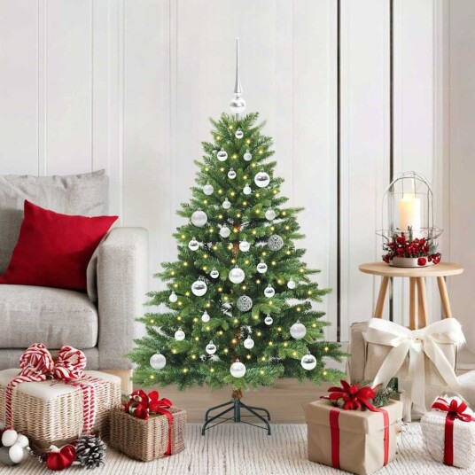 Kunstig juletre med 150 LED med stativ grønn 120 cm PE og PVC