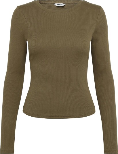 Monki Tight Ribbed Long Sleeve   BROWN MEDIUM DUSTY   M