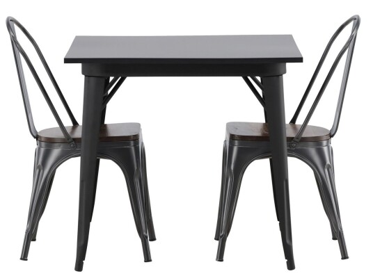 Venture Design Tempe Spisebord m. 2 Tempe stoler - Mørkegrå/Mørkebrun Unoliving