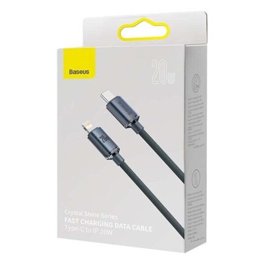 Baseus Crystal 20W USB-C til Lightning Kabel 1,2m Svart