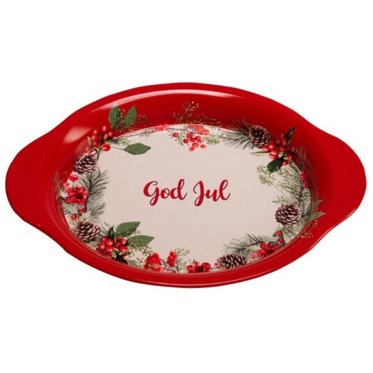 Julefat i metall med Krans God Jul