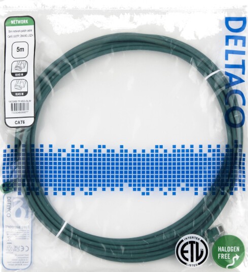 DELTACO Nettverkskabel Cat6 U/UTP AWG28 LSZH 5,0 m Grønn