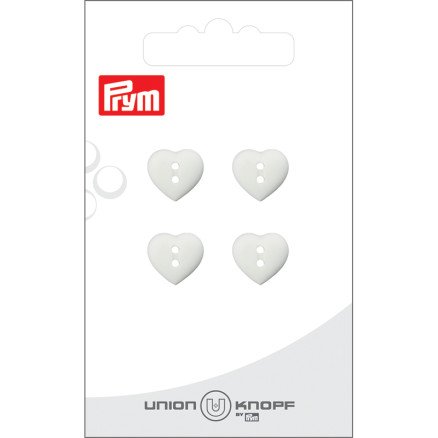 Prym plastknapp hjerte hvit 12 mm 4 stk