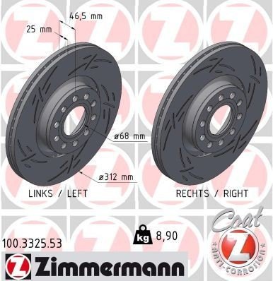 Bremseskive ZIMMERMANN 100.3325.53