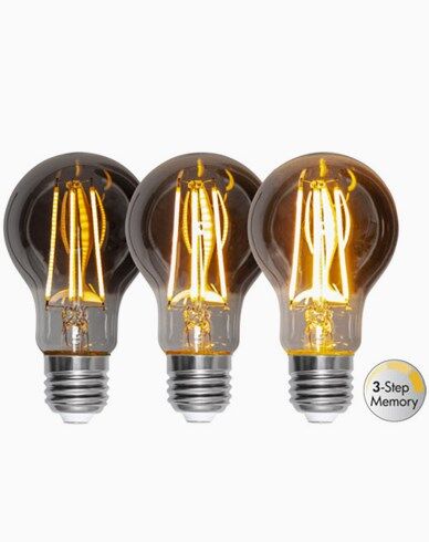 Star Trading LED-lampe E27 A60 Soft Glow Smoke 3-trinns minne