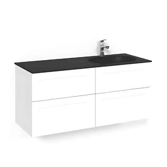 Macro Design Crown Servantskap 4-skuff - med Høyre Glasservant 120cm Hvit / Frame Glass Edge Svart