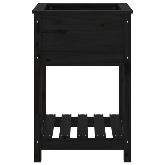 vidaXL Plantekasse med hylle svart 54x54x81 cm heltre furu