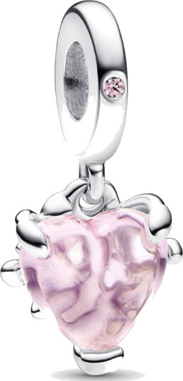 Pandora Moments Charms i 925  sølv med rosa slektstre og hjerte