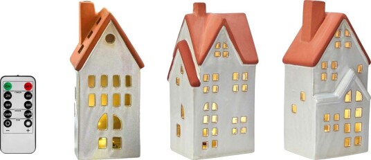 Markslöjd   Molton lyshus 3 stk hvit/brun