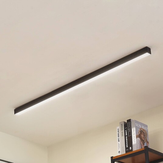 Lucande LED-taklampe Teniona 132 cm svart aluminium
