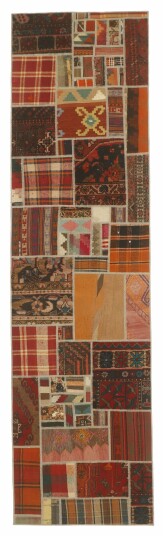 Håndknyttet. Opphav: Persia / Iran Kelim Patchwork Teppe 82x303