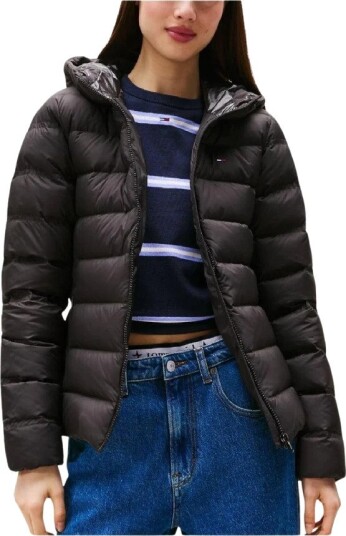 Tommy Jeans Tjw Slim Hood Prnt Down Jckt Ext - Black - M