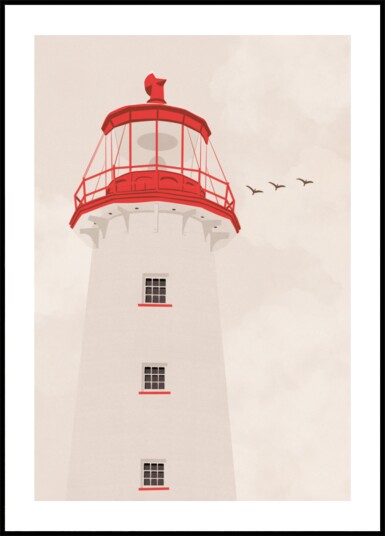 Coastal Red Lighthouse Plakat / 30x40