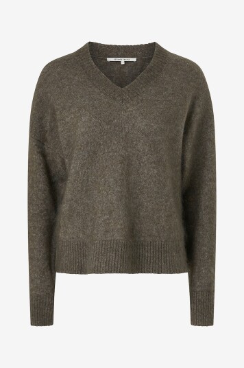 Second Female - Genser Brook Knit Loose V-neck - Brun