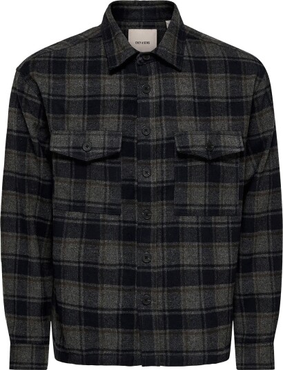 ONLY & SONS Onseske Checked Overshirt Noos   Navy   S