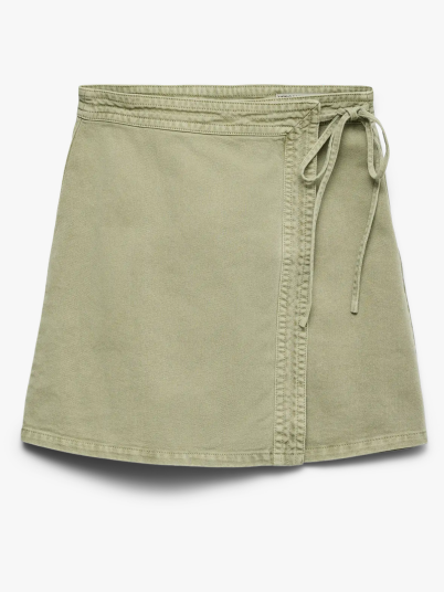 Vero Moda Liza Mid Rise Short Denim Wrap Skirt Grønn XS Vero Moda Liza Mid Rise Short Denim Wrap Skirt Grønn XS