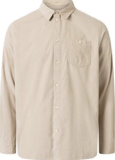 KnowledgeCotton Apparel Organic Cotton Corduroy Shirt GOTS Light Feather Gray