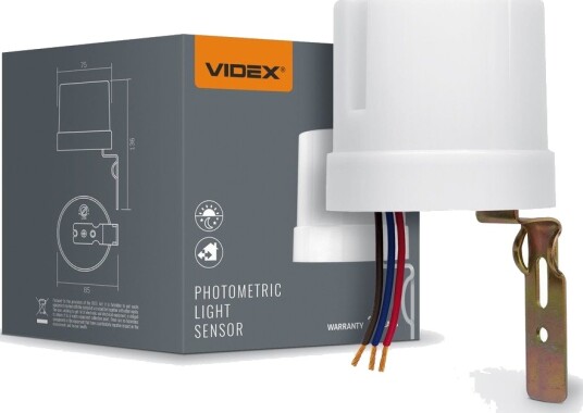 Videx Skumringsrelé 25A IP44 5750W hvit lyssensor til automatisk tenn/slukk Videx Skumringsrelé 25A IP44 5750W hvit lyssensor til automatisk tenn/slukk