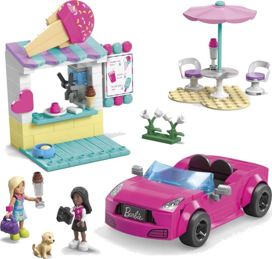Barbie Mega Bloks Iskiosk Med Mikrodukker Og Bil Byggesett 226 Deler