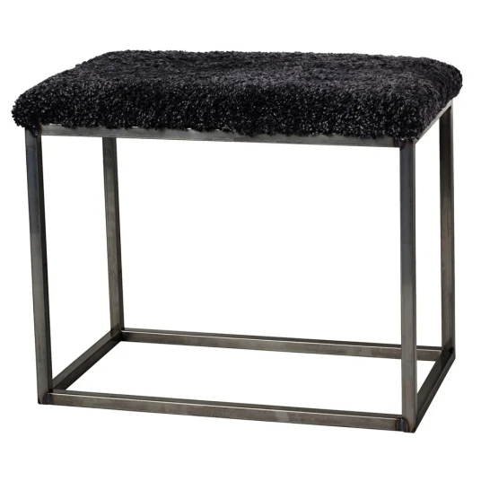 Skinnwille Palle Benk saueskinn 60x35 cm Darkgrey/Steel