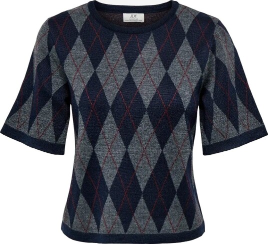 JDY Jdymaggy S/S Argyle  Pullover Knt Noos   SMOKED PEARL   XS
