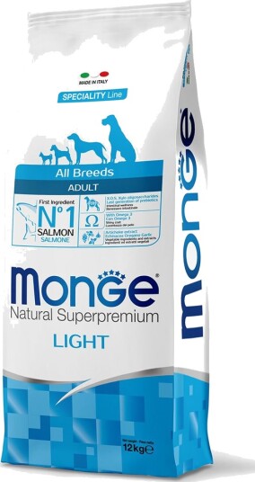 Monge Superpremium Dog Tørrfôr Natural Superpremium All Breeds Light Laks Og Ris Til Alle Raser 12 kg