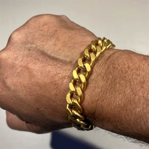 VF Matt gyldent square armbånd i rustfritt stål / 1,2 cm