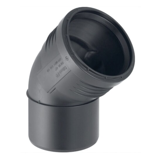 Geberit Silent 40x40mm 45° Bend med Muffe for Lydisolering