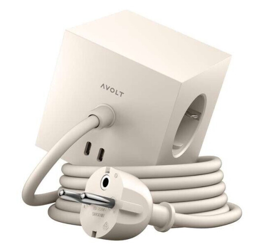 Avolt - Square 1 w/30W Dual USB-C & Magnet 1,8m Beige Avolt Avolt - Square 1 w/30W Dual USB-C & Magnet 1,8m Beige Avolt