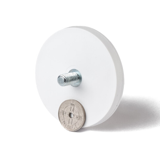 SuperMagneter Super Kraftig Hvit Gummi-Magnet Ø 66 Mm   M8 Gjenge