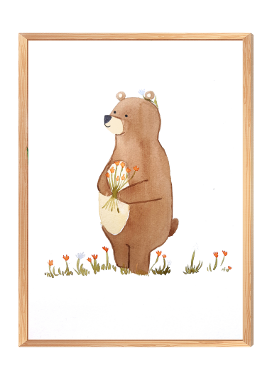 Plakat Bjørn med blomster