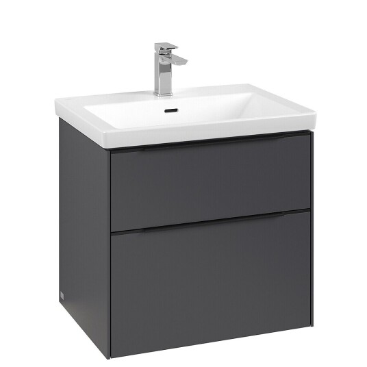 Villeroy & Boch  Subway 3.0 Servantskap m/2 skuffer 622x576x478 mm Grafitt Matt