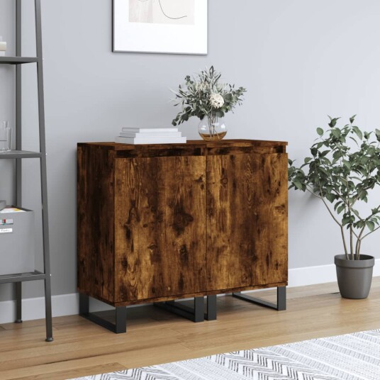 vidaXL Skjenker 2 stk røkt eik 40x35x70 cm konstruert tre vidaXL Skjenker 2 stk røkt eik 40x35x70 cm konstruert tre