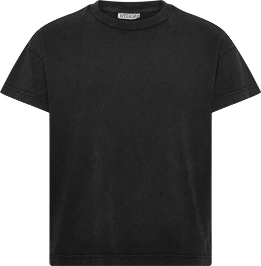 Weekday Cap Sleeved Boxy Cotton T Shirt Black L Weekday Cap Sleeved Boxy Cotton T Shirt Black L