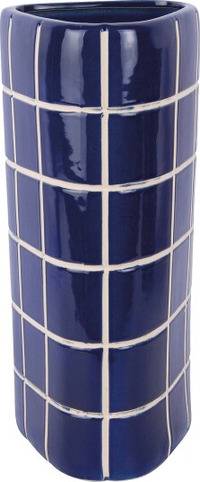 Present Time Vase Retro Tiles Blå