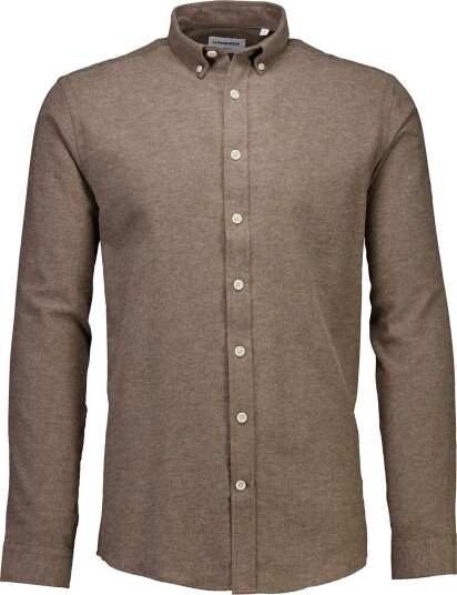 Lindbergh Mélange Brushed Shirt L/S Regular Brown XL