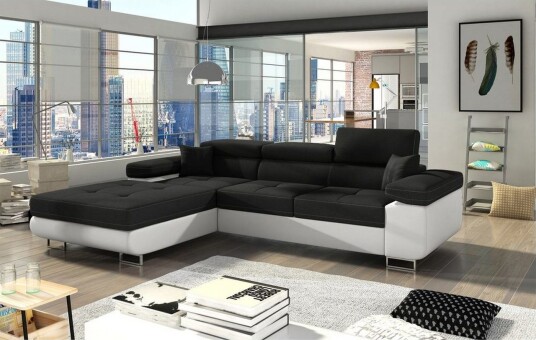 Seksjon Eltap Armando 289x85x203 cm Sawana 14 Soft 17 Svart Hvit Venstre Seksjon Eltap Armando 289x85x203 cm Sawana 14 Soft 17 Svart Hvit Venstre