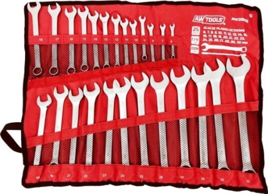 Awtools Kombinasjonsnøkkelsett 25 Deler 6Mm-32Mm, Matt (Aw39818)