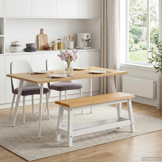 VidaXL Spisebenk EKAI Hvit 91,5 x 29 x 45,5 cm Heltre furu VidaXL Spisebenk EKAI Hvit 91,5 x 29 x 45,5 cm Heltre furu