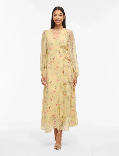 Vila Viedee L/S Ankle Wrap Dress/Dc/Ka Yellow 34