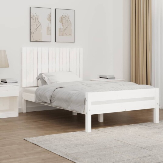  Veggmontert sengegavl hvit 108x3x60 cm heltre furu