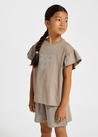 Hummel Hmljr Ruffle T Shirt Ss Big Bee   Brown   110/116