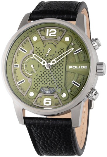 Police Herreklokke PEWJF2203305 Lanshu Grønn/Lær Ø48 mm
