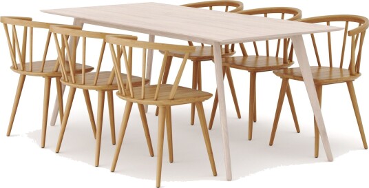 Tyrö Spisegruppe med 6 Tyrö Armstoler Whitewash/Oak